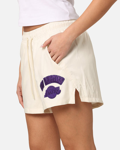 Pro Standard Women's Los Angeles Lakers Triple Tonal Woven Shorts Eggshell