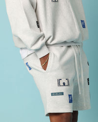 Carré Patchwork Sweat Shorts Grey Marle