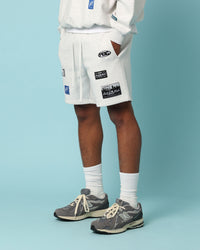 Carré Patchwork Sweat Shorts Grey Marle