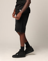 Saint Morta Half Skull Denim Shorts Washed Black