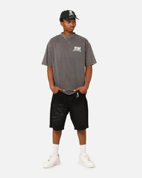 Saint Morta Half Skull Denim Shorts Washed Black
