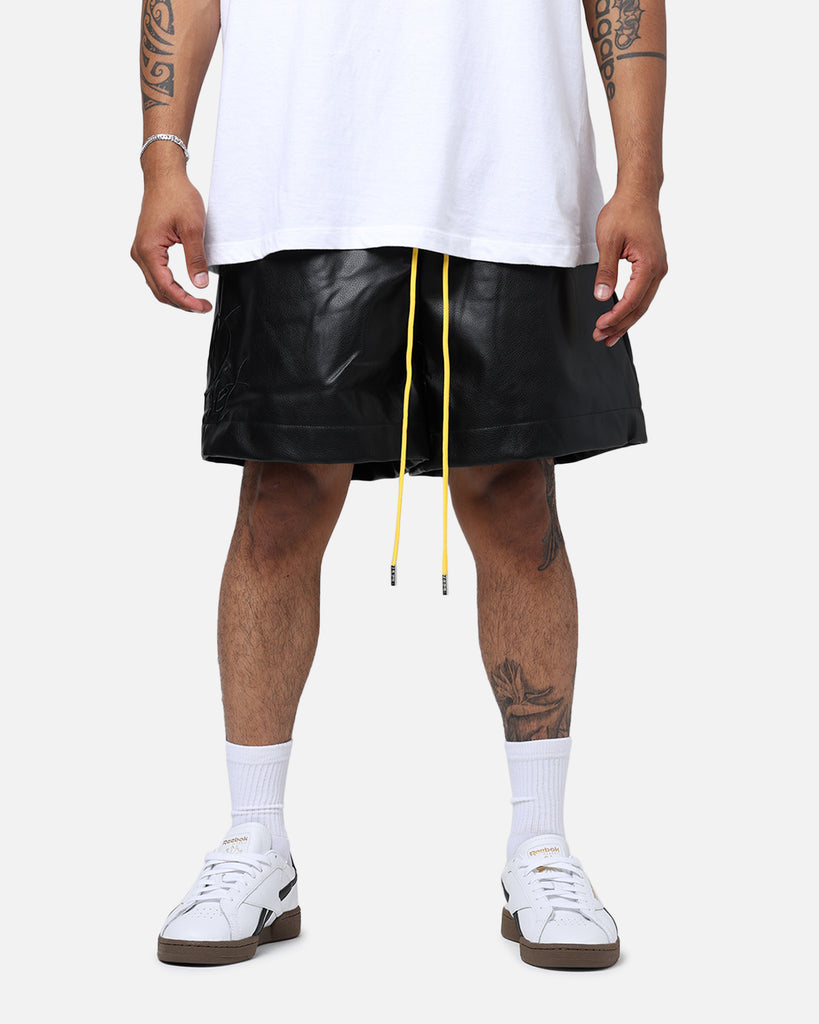 Diet Starts Monday Leather Script Shorts Black | Culture Kings NZ