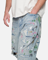 MNML Ultra Baggy Paint Denim Jeans Blue