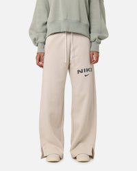 Nike Women's Sportswear Pheonix Fleece Wide Leg Logo Pants Light Orewood Brown