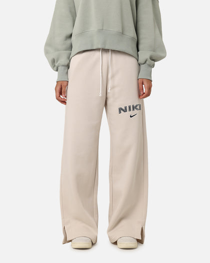 Nike Women's Sportswear Pheonix Fleece Wide Leg Logo Pants Light Orewood Brown