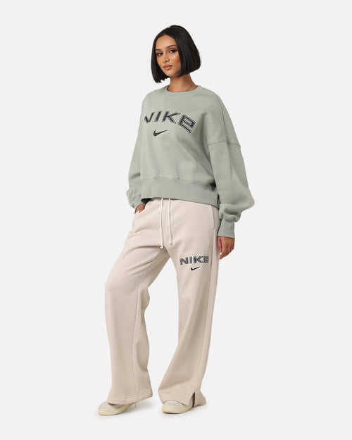 Nike Women's Sportswear Pheonix Fleece Wide Leg Logo Pants Light Orewood Brown