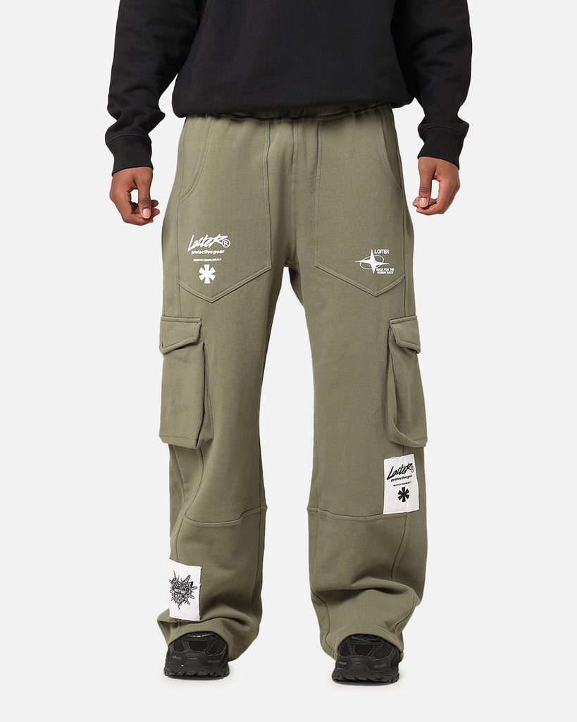 Loiter Utopia Cargo Sweat Pants Khaki Green Culture Kings NZ
