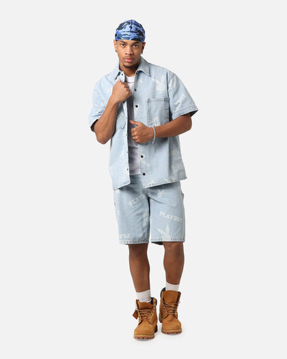 Playboy Carpenter Print Shorts Light Indigo