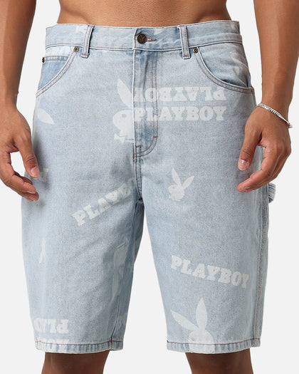Playboy Carpenter Print Shorts Light Indigo