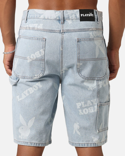 Playboy Carpenter Print Shorts Light Indigo