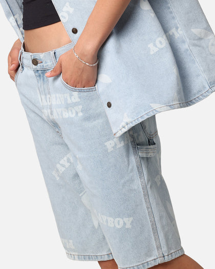 Playboy Carpenter Print Shorts Light Indigo