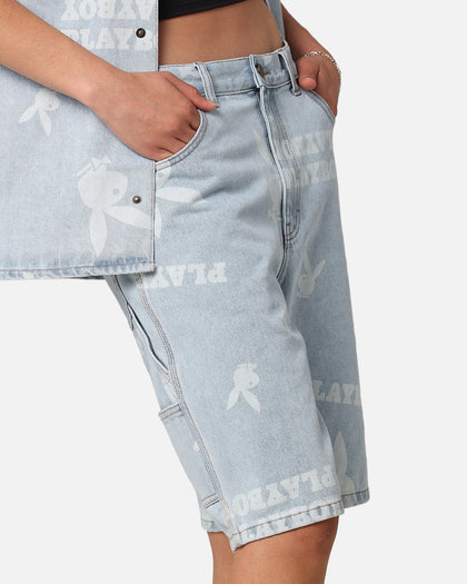 Playboy Carpenter Print Shorts Light Indigo