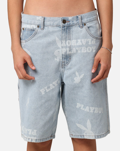 Playboy Carpenter Print Shorts Light Indigo