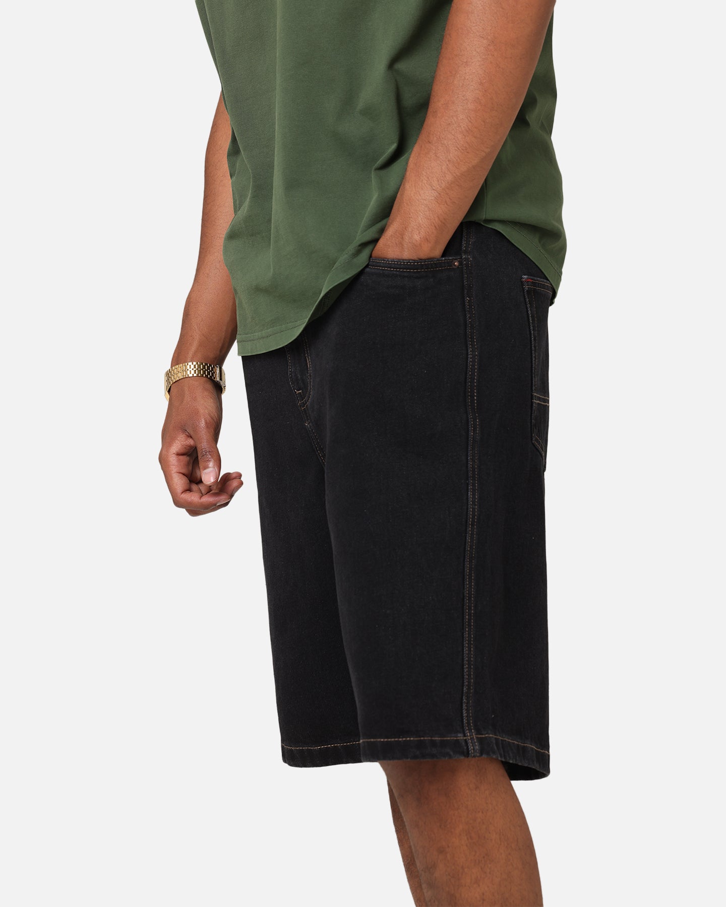 S Double Denim Standard Shorts Black Wash | Culture Kings NZ