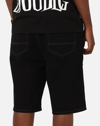 S Double Denim Standard Shorts Black Rinse