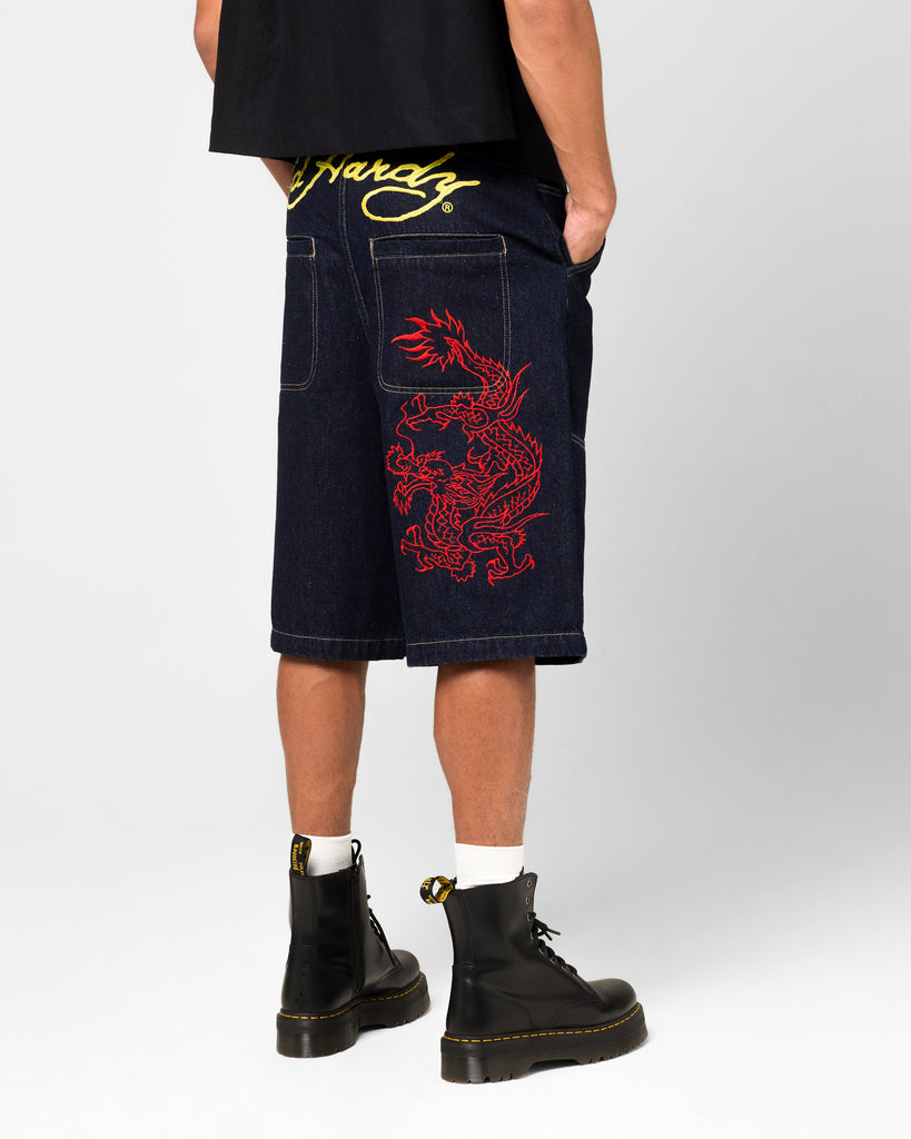 Ed Hardy Dragon Jorts Indigo | Culture Kings NZ