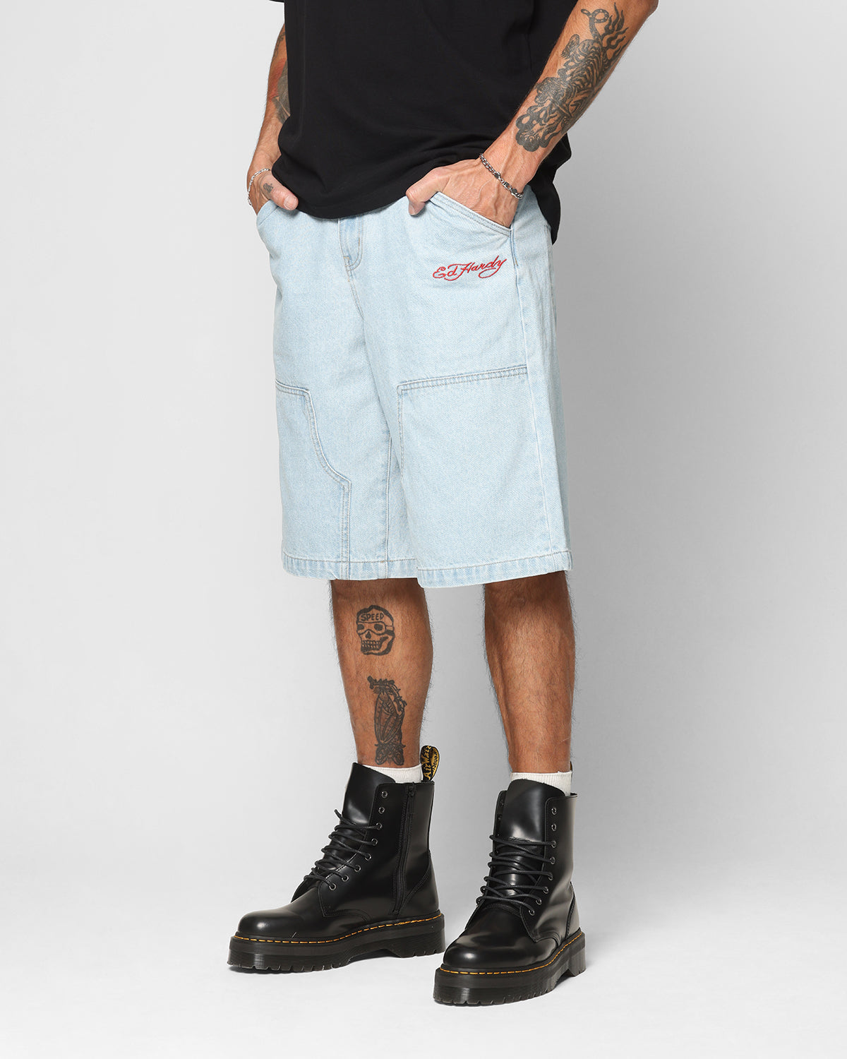 Ed Hardy Dragon Jorts Light Blue | Culture Kings NZ