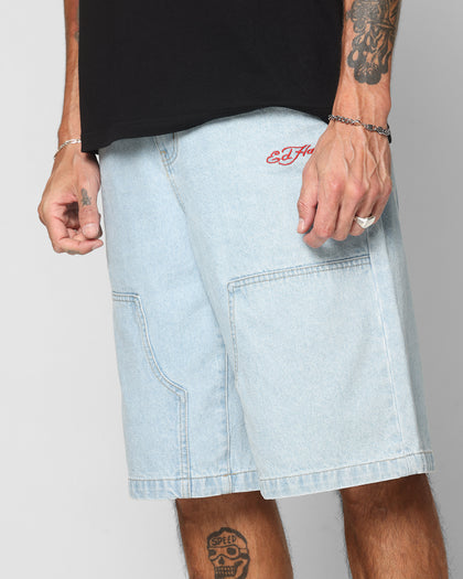Ed Hardy Dragon Jorts Light Blue