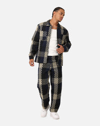 XXIII Textured Weave Pants Blue/Black/Yellow