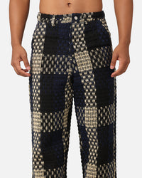 XXIII Textured Weave Pants Blue/Black/Yellow
