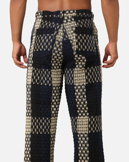 XXIII Textured Weave Pants Blue/Black/Yellow