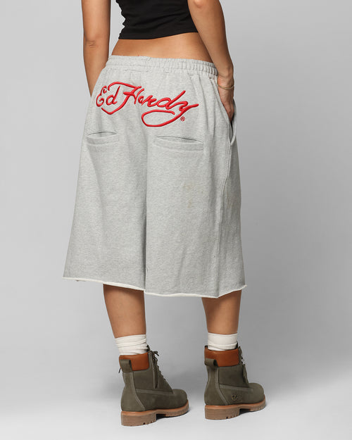 Ed Hardy Baggy Fleece Shorts Grey Marle
