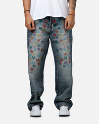 MNML Ultra Baggy Star Denim Jeans Vintage Blue