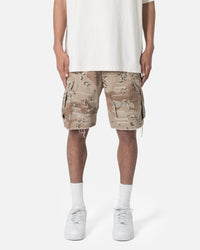 MNML Distressed Cargo Shorts Desert Camo