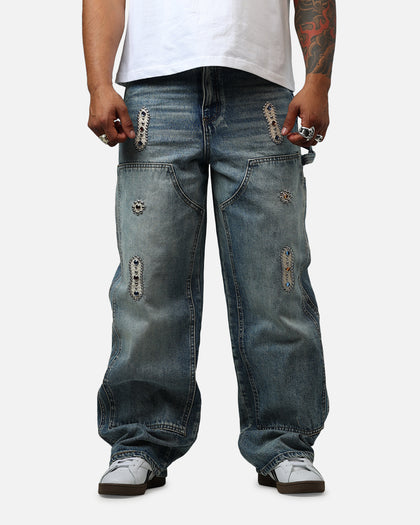 MNML V734 Double Western Jewel Denim Jeans Blue