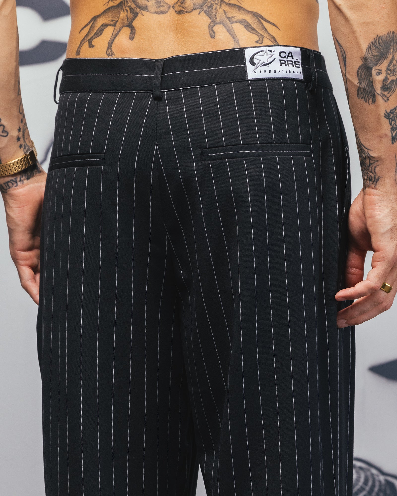 Carre Atlas Wide Leg Pants Black Pinstripe | Culture Kings NZ