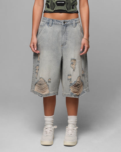 Loiter Collateral Distressed Jorts Vintage Blue