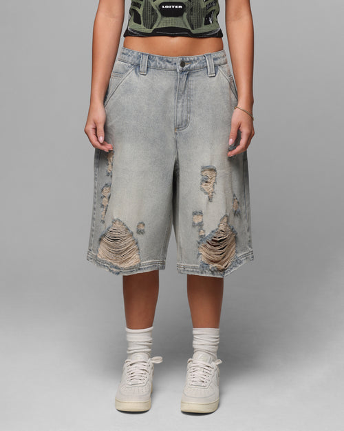 Loiter Collateral Distressed Jorts Vintage Blue