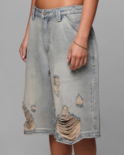 Loiter Collateral Distressed Jorts Vintage Blue
