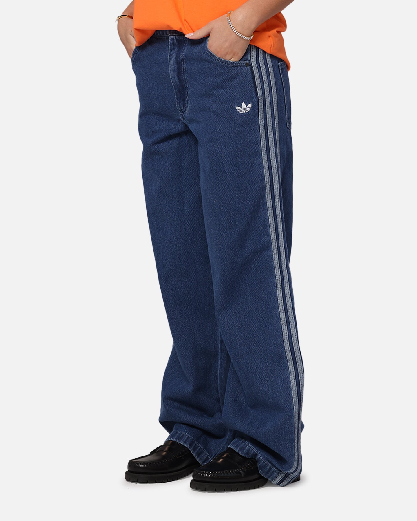 Adidas Women's Denim 3-Stripes Track Pants Indigo Denim | Culture