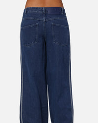 Adidas Women's Denim 3-Stripes Track Pants Indigo Denim