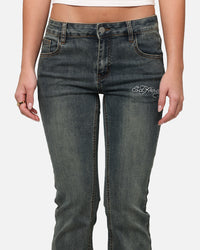 Ed Hardy Women's Tiger Bootcut Jeans Dirty Blue