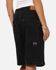 Saint Morta Amplus Gothic Denim Jort Shorts Black Shadow