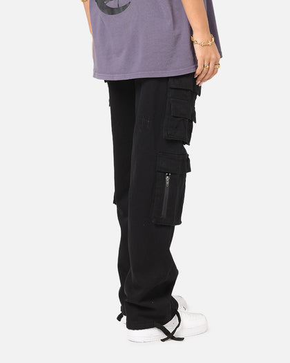 Saint Morta Modern Utility Cargo Pants Washed Black