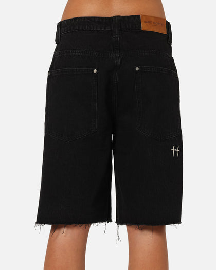 Saint Morta Amplus Sidewinder Denim Jort Shorts Black/Off White