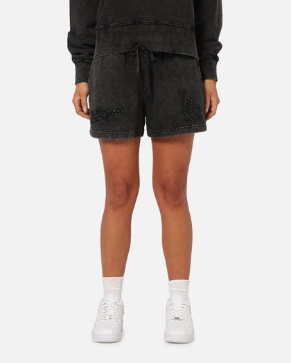 Pro Standard Women's Los Angeles Dodgers Washed Crystaline Shorts Washed Black