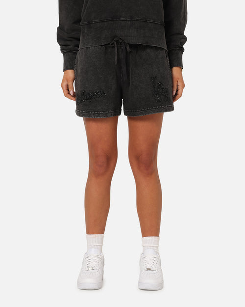 Pro Standard Women's Los Angeles Dodgers Washed Crystaline Shorts Washed Black