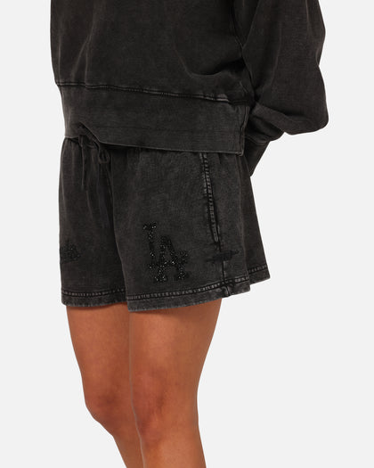 Pro Standard Women's Los Angeles Dodgers Washed Crystaline Shorts Washed Black