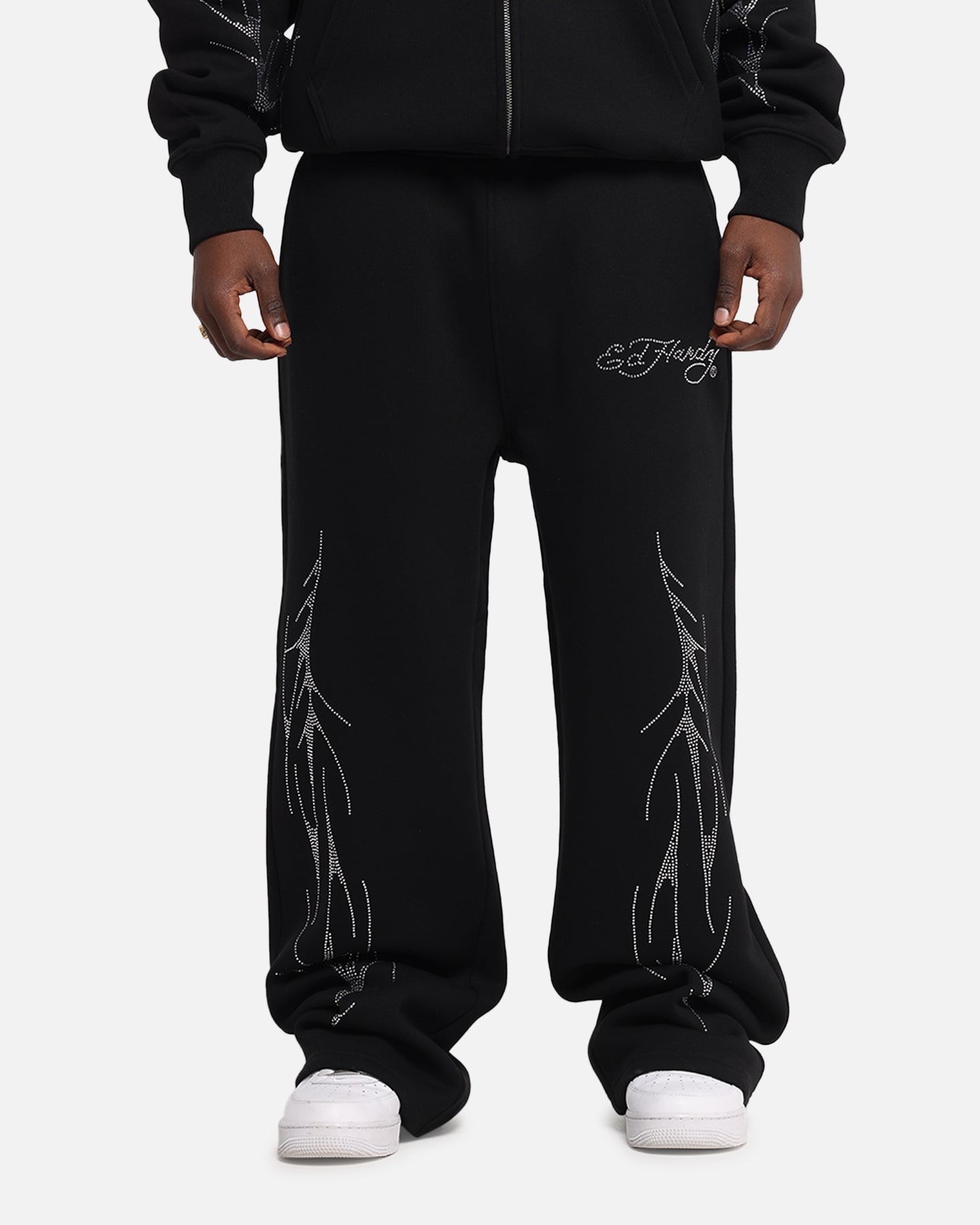 Ed Hardy Cyber Rhinestone Track Pants Black | Culture Kings NZ