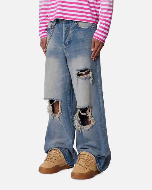 MNML Blowout Rave Denim Jeans Vintage Blue