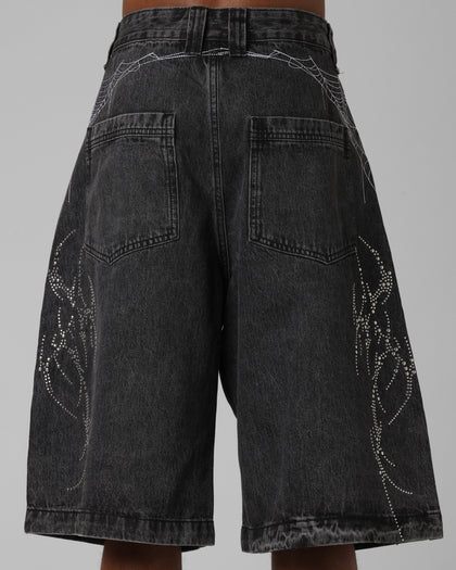 Loiter Goth Clique Jorts Black