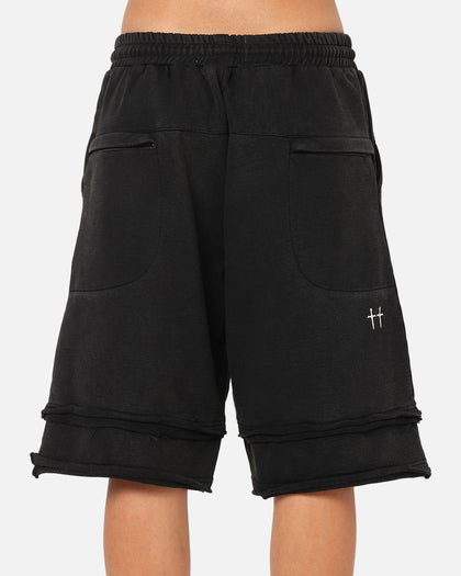 Saint Morta Gothic Layered Sweat Shorts Black