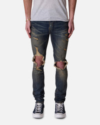 MNML X738 Chewed Up Denim Jeans Stone Washed Shadow