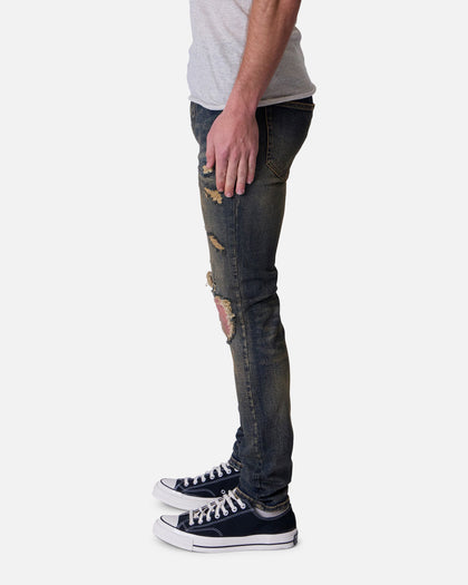 MNML X738 Chewed Up Denim Jeans Stone Washed Shadow