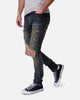 MNML X738 Chewed Up Denim Jeans Stone Washed Shadow