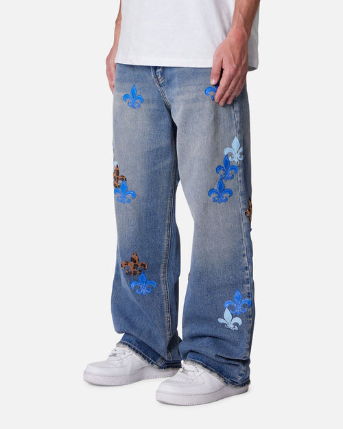 MNML Baggy Fleur Denim Jeans Blue